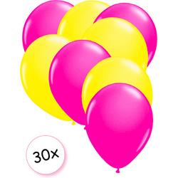 Ballonnen Neon Roze & Neon Geel 30 stuks 25 cm